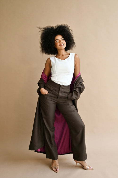 Noor Noir - Cocoa Longline Blazer